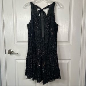 Free People Sz M Black Beaded Sleeveless Dress